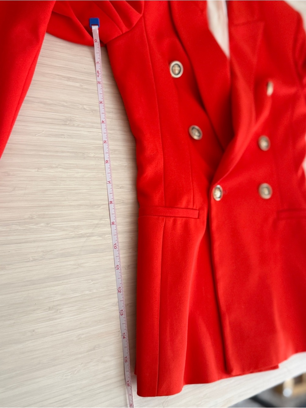 Zara Vibrant Double Breasted Burnt Orange Blazer with gold buttons - Picture 7 of 10
